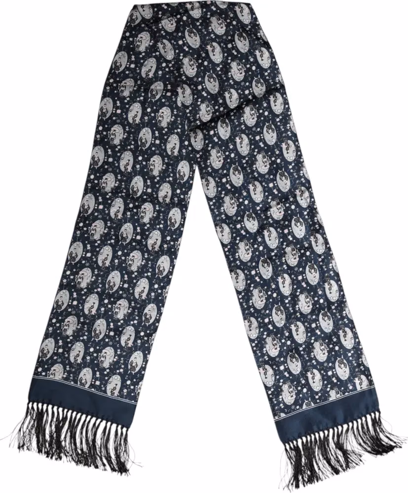 Dolce & Gabbana Navy Blue Silk Neck Wrap Shawl Men Scarf