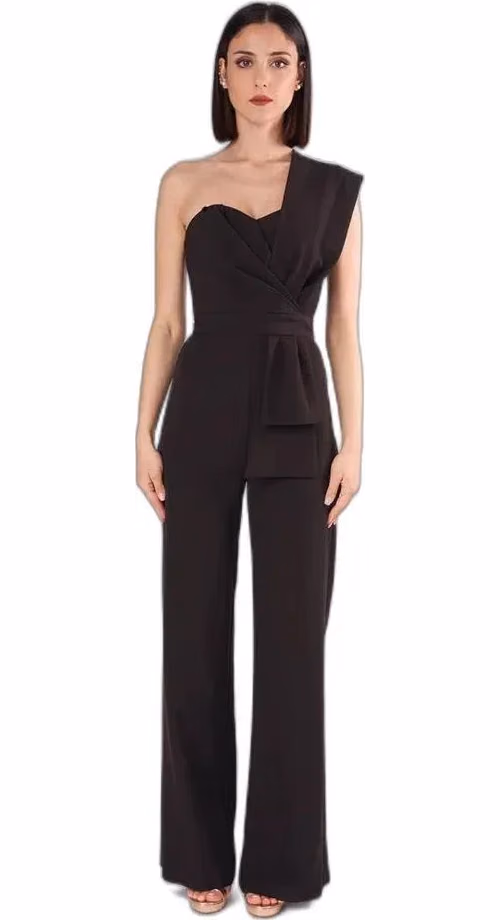Silence Black Polyester Jumpsuit
