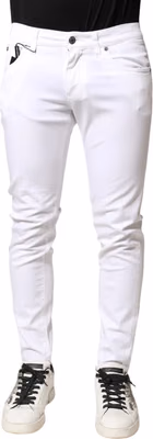 White Cotton Stretch Skinny Denim Men Jeans