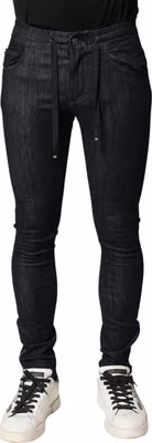 Black Cotton Stretch Skinny Denim Men Jeans