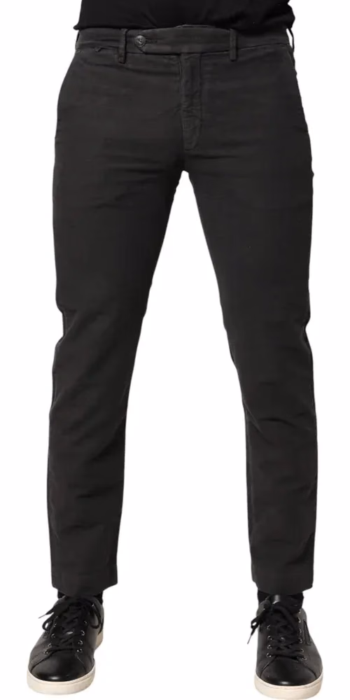 Maison Clochard Dark Gray Cotton Mid Waist Skinny Men Denim Jeans