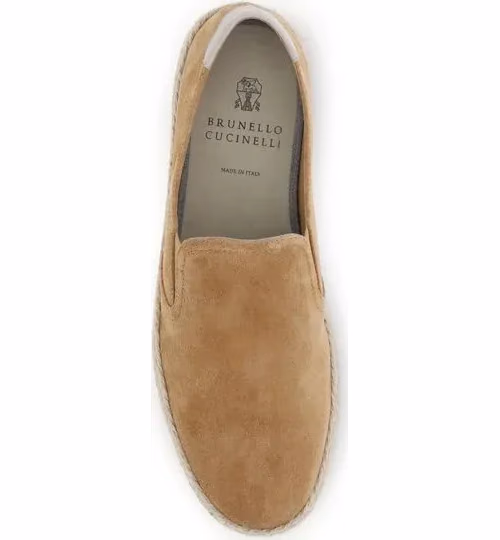Brunello Cucinelli Beige Calf Leather Bos Taurus Espadrilles