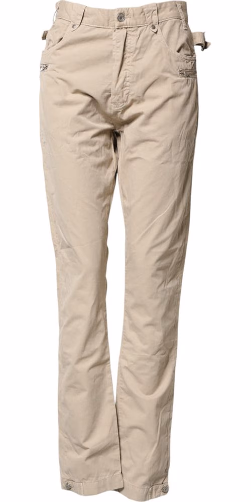 Daniele Alessandrini Beige Cotton Mid Waist Straight Men Denim Jeans
