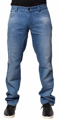 Blue Washed Cotton Skinny Fit Men Denim Trouser Jeans