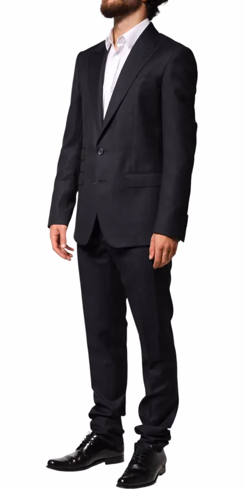 Dolce & Gabbana Dark Blue Wool Single Breasted Men 2 Piece Suit