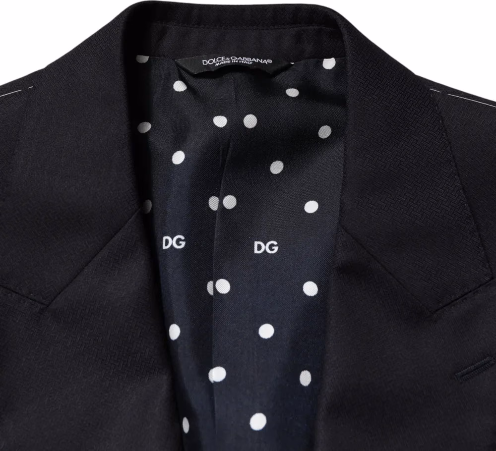 Dolce & Gabbana Dark Blue Wool Single Breasted Men 2 Piece Suit