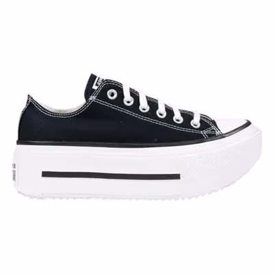 Black And White Fabric Platform Sneakers