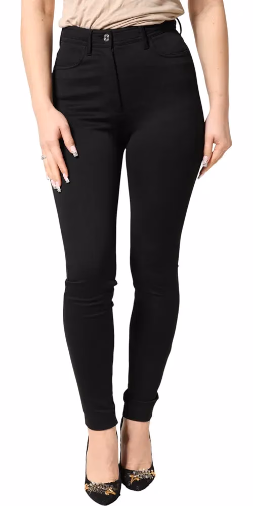 Dolce & Gabbana Black Nylon Stretch Skinny High Waist Pants