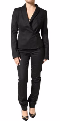 Black Double Breasted Pants Blazer Jacket 2 Piece Suit