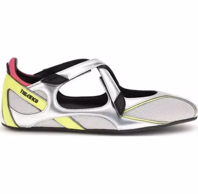Silver Polyurethane Ballet Flats