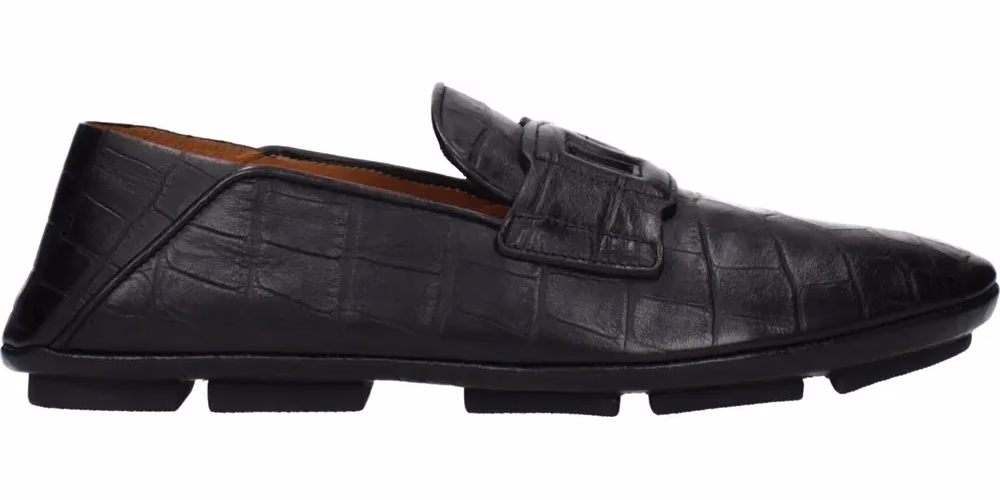Dolce & Gabbana Black Leather Slip-On Loafers