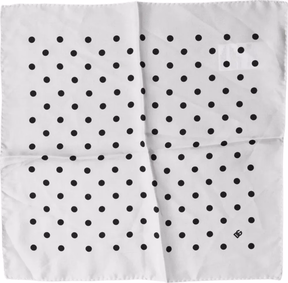 Dolce & Gabbana White Polka Dot Square Handkerchief Scarf