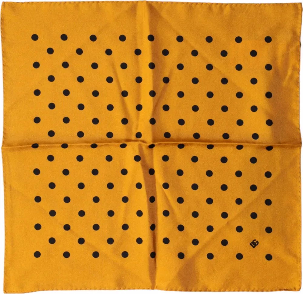 Dolce & Gabbana Orange Polka Dot Square Handkerchief Scarf
