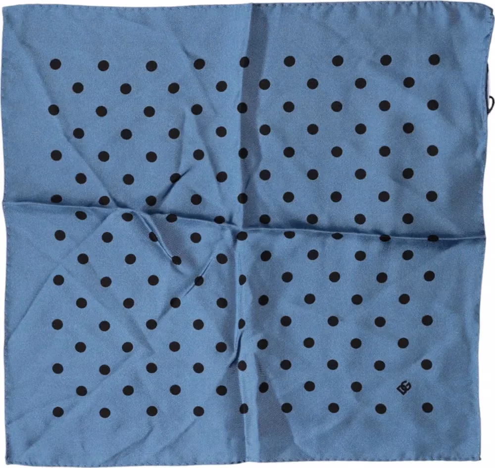 Dolce & Gabbana Blue Polka Dot Square Handkerchief Scarf