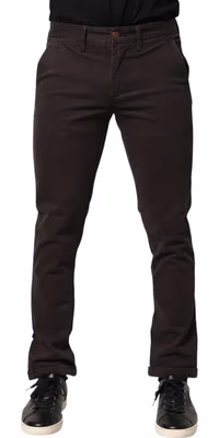 Dark Brown Cotton Stretch Skinny Mid Waist Men Trouser Pants