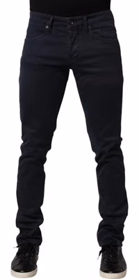 Black Mid Waist Cotton Skinny Denim Men Trouser Jeans