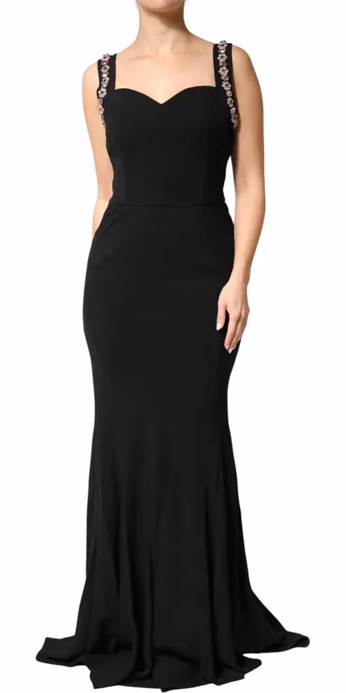 Dolce & Gabbana Black Embellished Bodycon Long Gown Dress