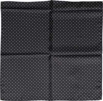 Black Polka Dot Silk Square Foulard Scarf