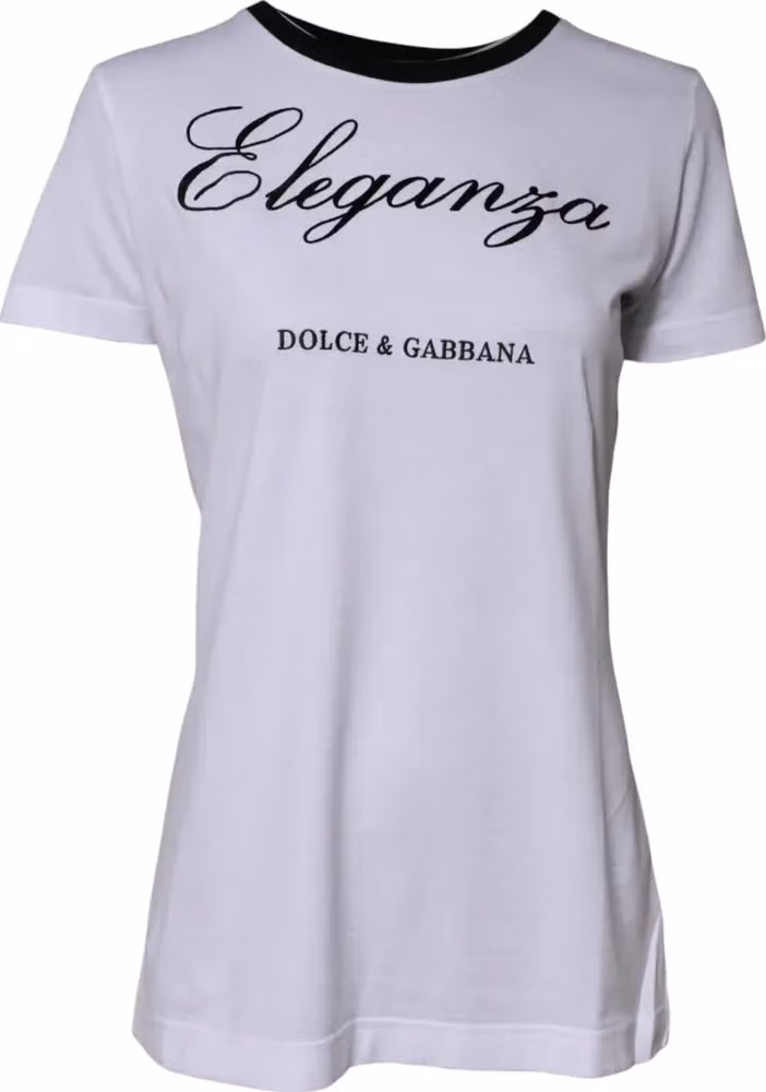 Dolce & Gabbana White Eleganza Cotton Crew Neck Tee T-shirt