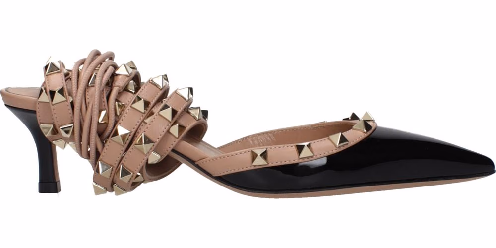 Valentino Garavani Black Leather Strap-On Sandals