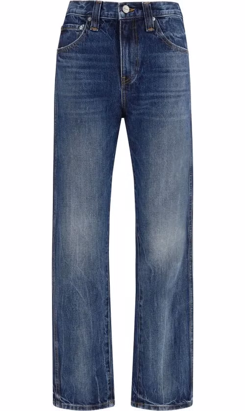 Khaite Blue Cotton High-Waisted Jean