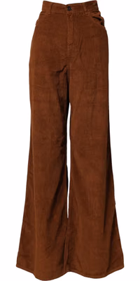 Brown Wide Leg High Waist Corduroy Denim Trouser Jeans