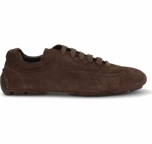 Prada Brown Calf Leather Bos Taurus Athletic Sneakers
