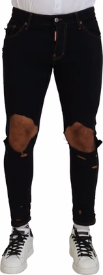 Black Cotton Skinny Pants