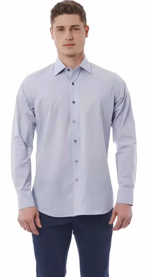 Bagutta Gray Cotton Dress Shirt
