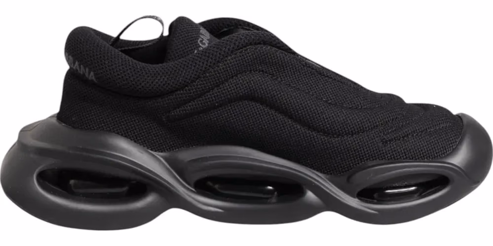 Dolce & Gabbana Black Slip On Low Top Wave Sneakers Shoes